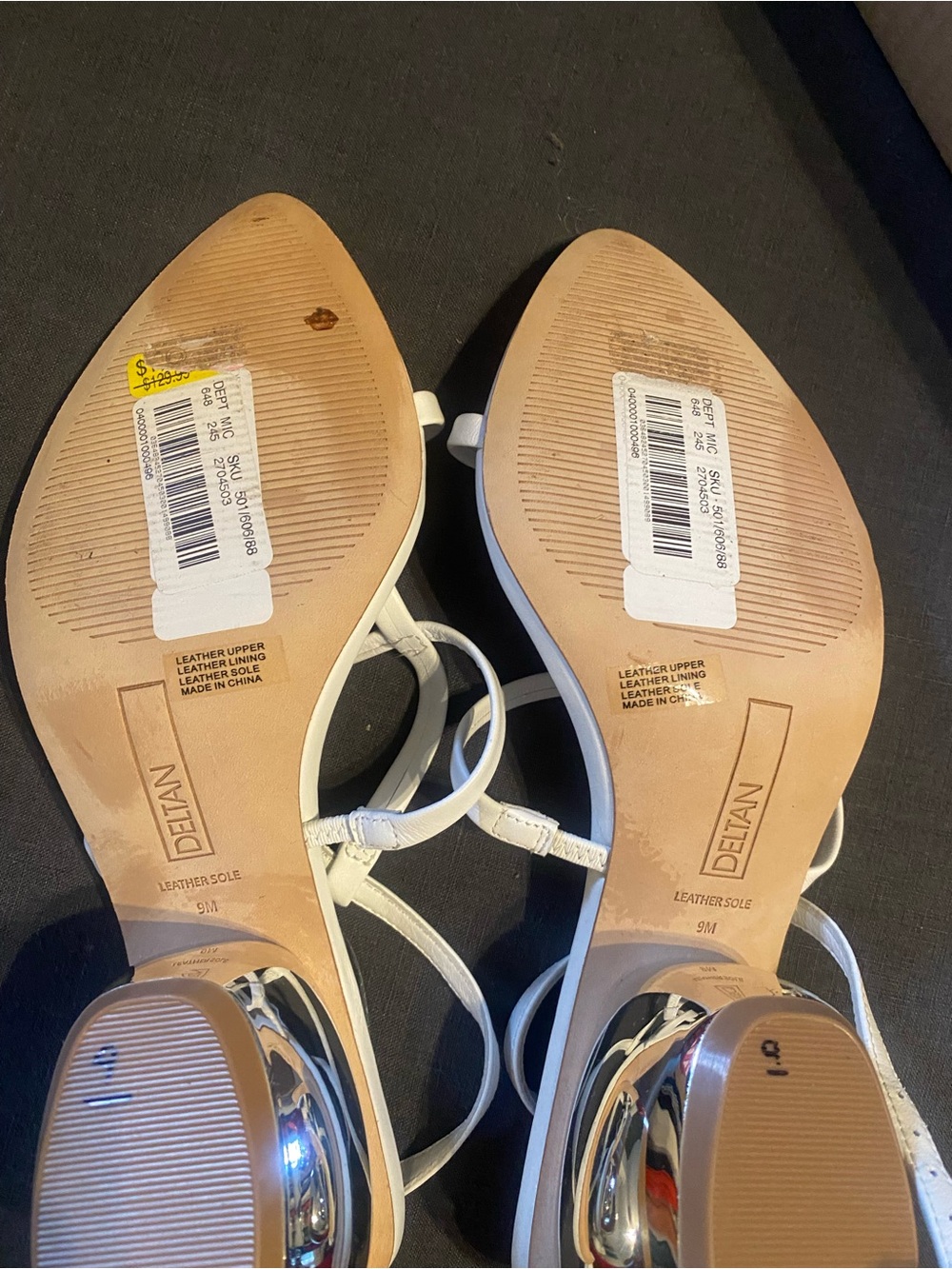 White Ankle-Strap Heeled Sandals with Silver Accent - Picture 8 of 9
